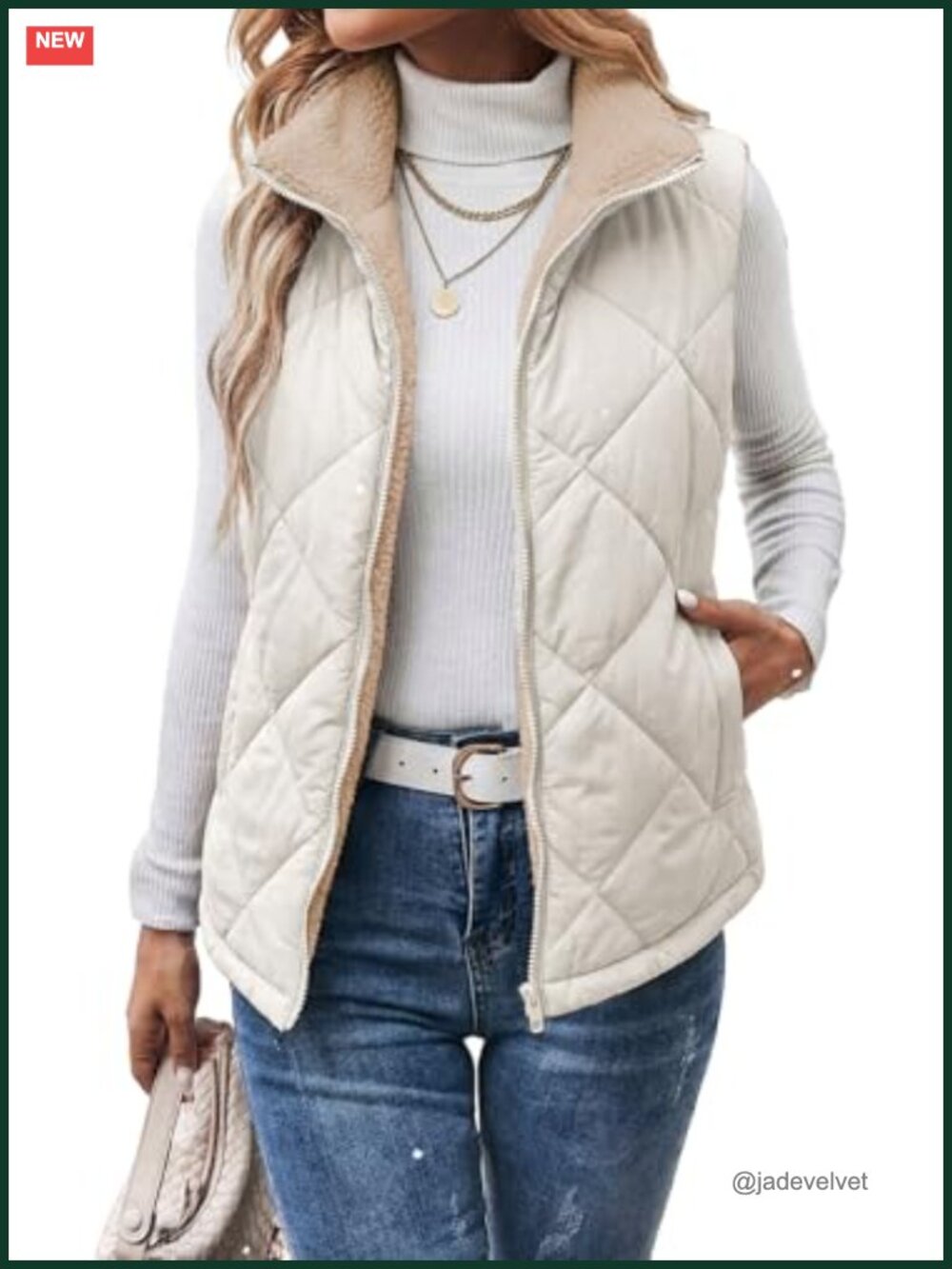 Women's Quilted Puffer Vest Lightweight Warm Zip Up Fleece
